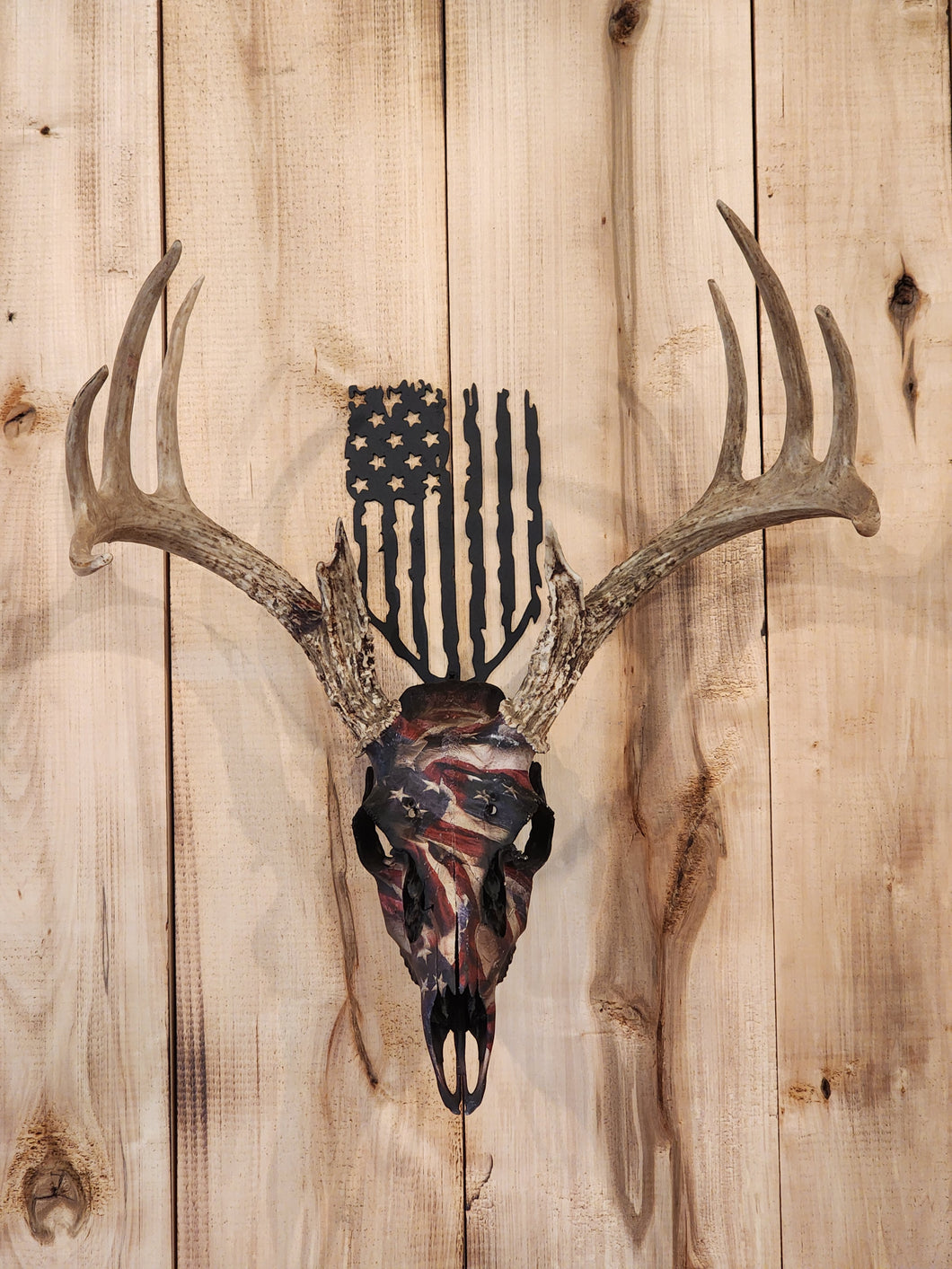 Tattered American Flag skull hanger